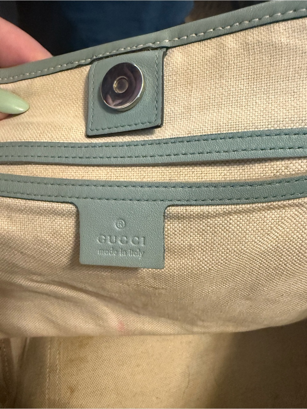 Gucci Beige GG Canvas Tote with Blue Trim - Picture 6 of 6